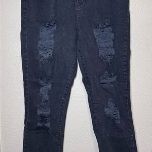 Distressed Black Women's Jeans